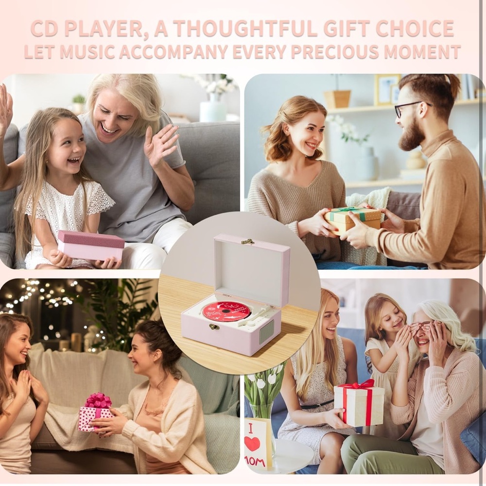 Pink is Time Music Box CD Player with Speakers; Bluetooth Transmitter - Picture 7 of 12